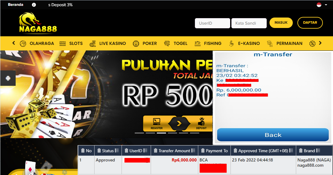 Bukti Kemenangan WD IDR 6.000.000 | Naga888