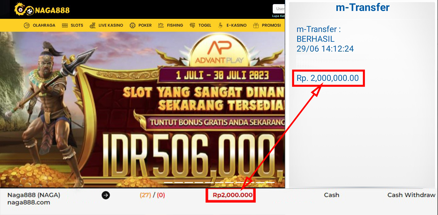 Bukti Kemenangan WD IDR 2.000.000 | Naga888